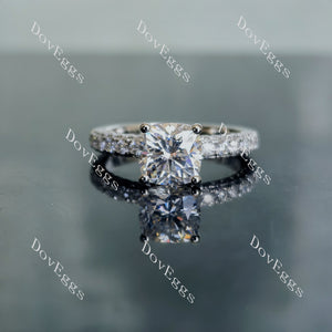 Doveggs cushion half eternity pave moissanite engagement ring