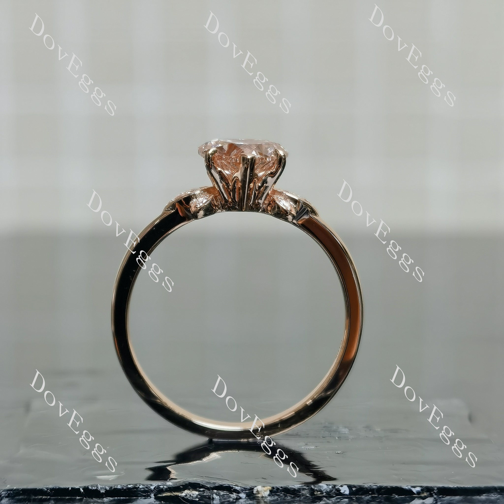 Doveggs Heart Side Stones Fancy Pink Lab Grown Diamond Engagement Ring
