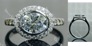  pave halo bezel colored moissanite engagement ring
