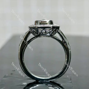 (size 7) Doveggs sterling silver 2ct elongated cushion moissanite engagement ring