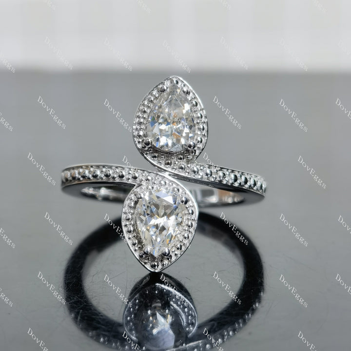 (size 8.75)Doveggs 2ct GHI color pear moissanite engagement SS ring