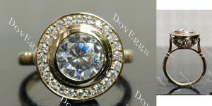 round halo vintage delicate moissanite engagement ring