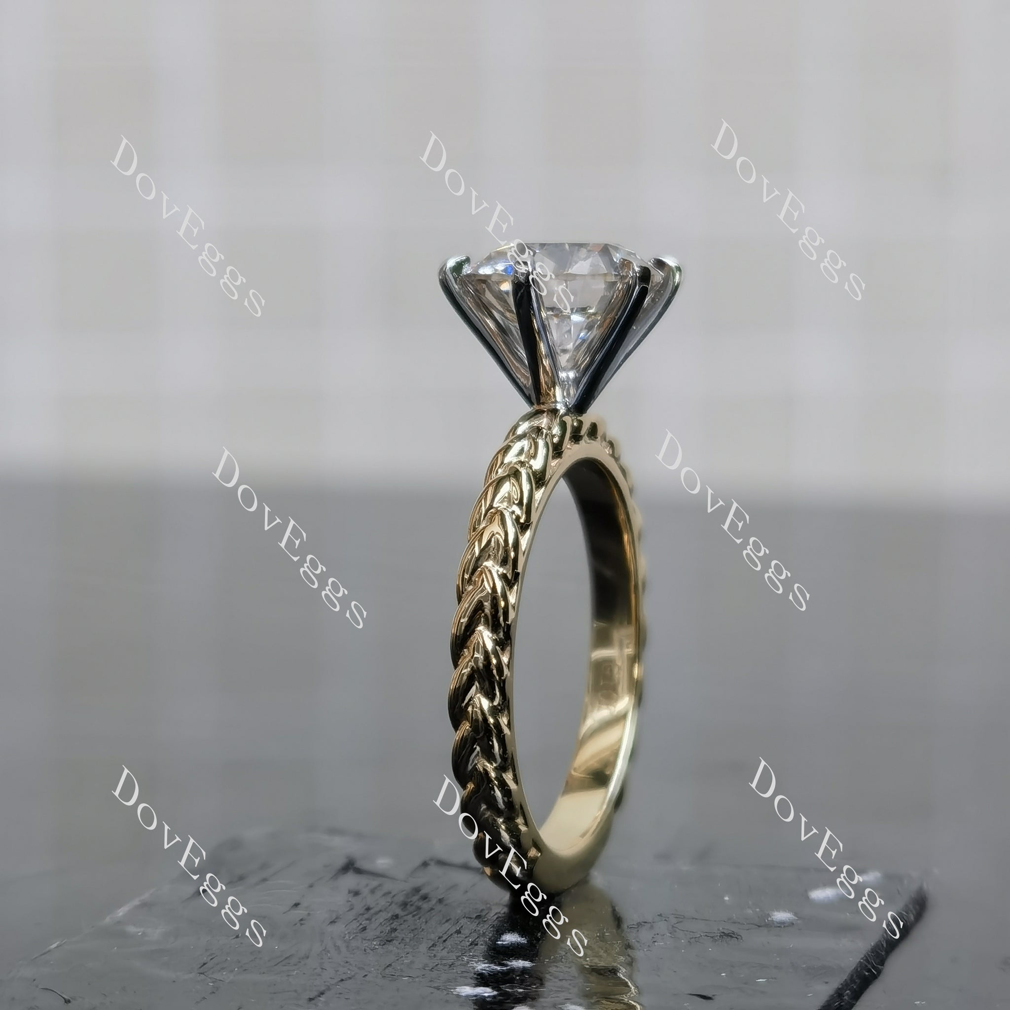Doveggs Round Pave Braided Lab Grown Diamond Engagement Ring