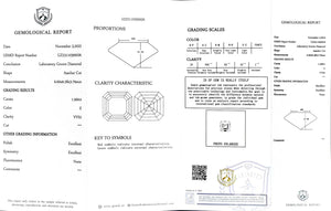 Doveggs 1.56ct asscher E color VVS2 Clarity Excellent cut lab diamond stone(certified)