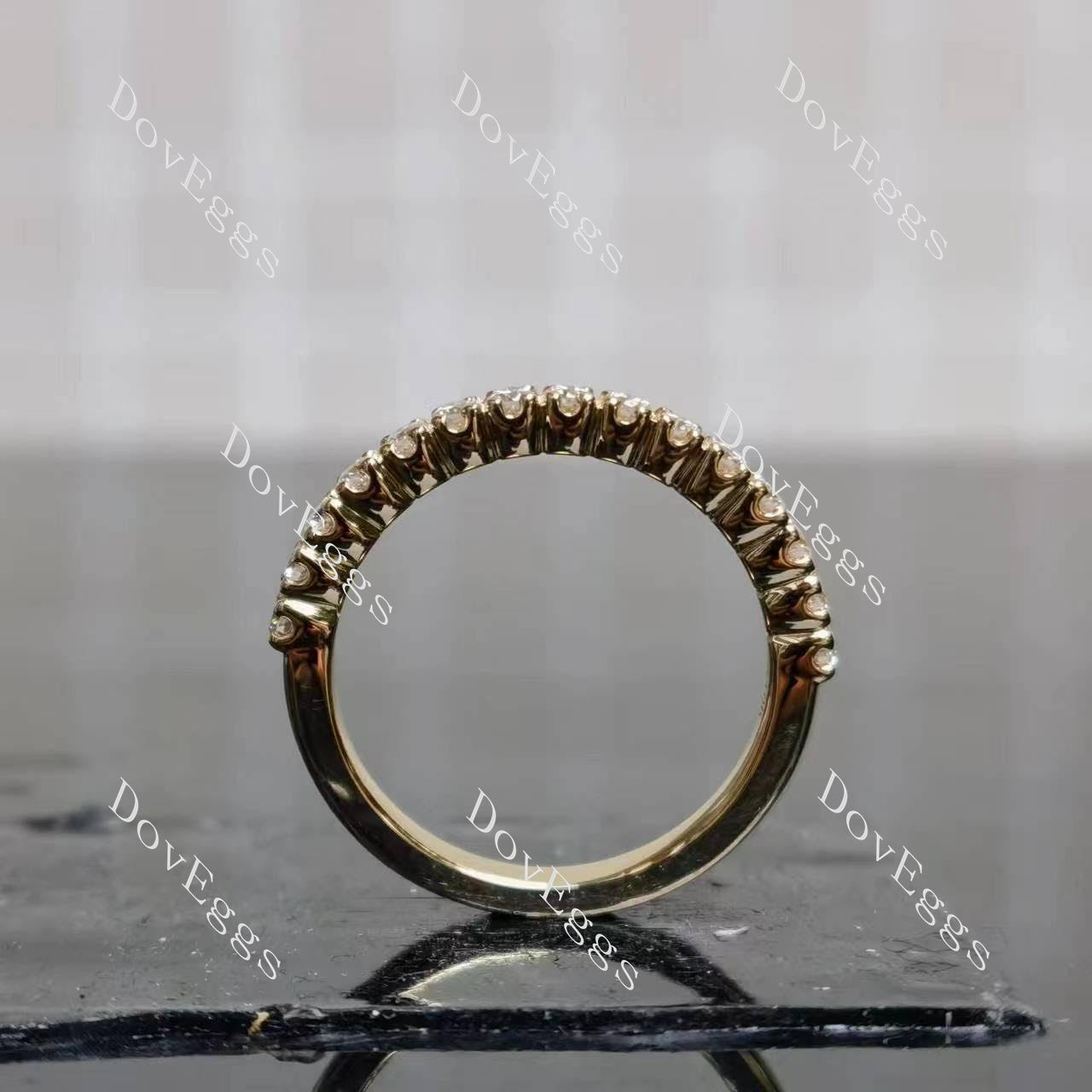 Doveggs round pave moissanite/lab grown diamond wedding band-2.4mm band width