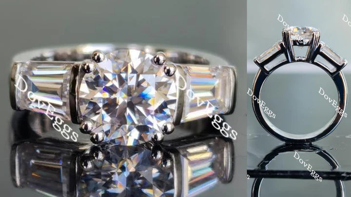 Exclusive Three Stone setting with side stones for ethical lab diamonds | DovEggs