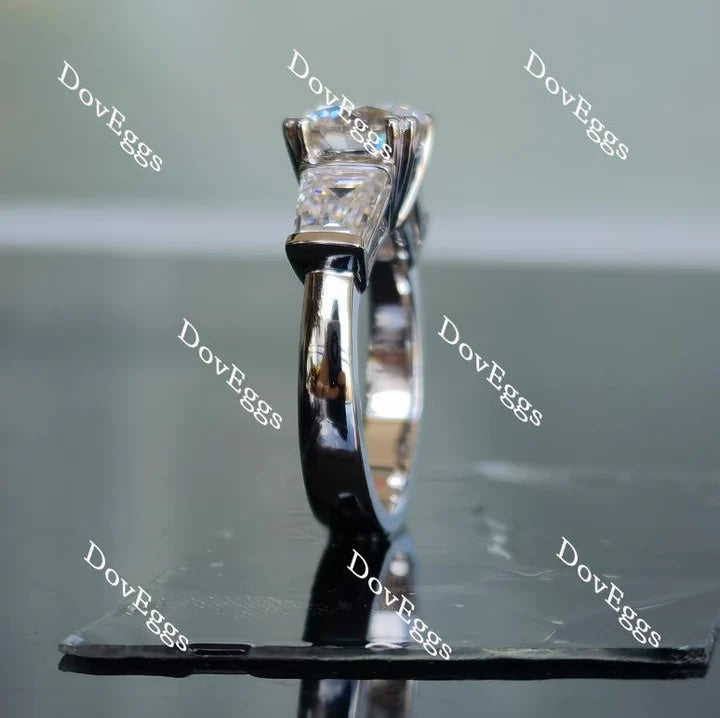 Exclusive Three Stone setting with side stones for ethical lab diamonds | DovEggs