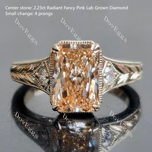sustainable jewelry: 2.23ct pink radiant ab grown diamond ring.