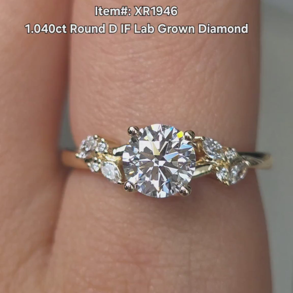 DovEggs round lab diamond side stones engagement ring video