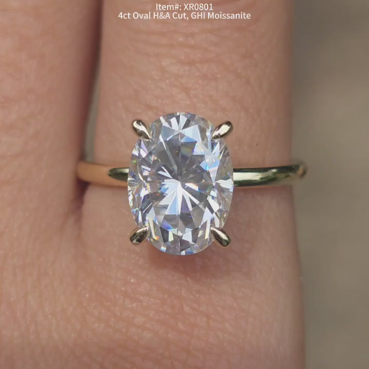 DovEggs oval hidden halo moissanite engagement ring video in sunlight