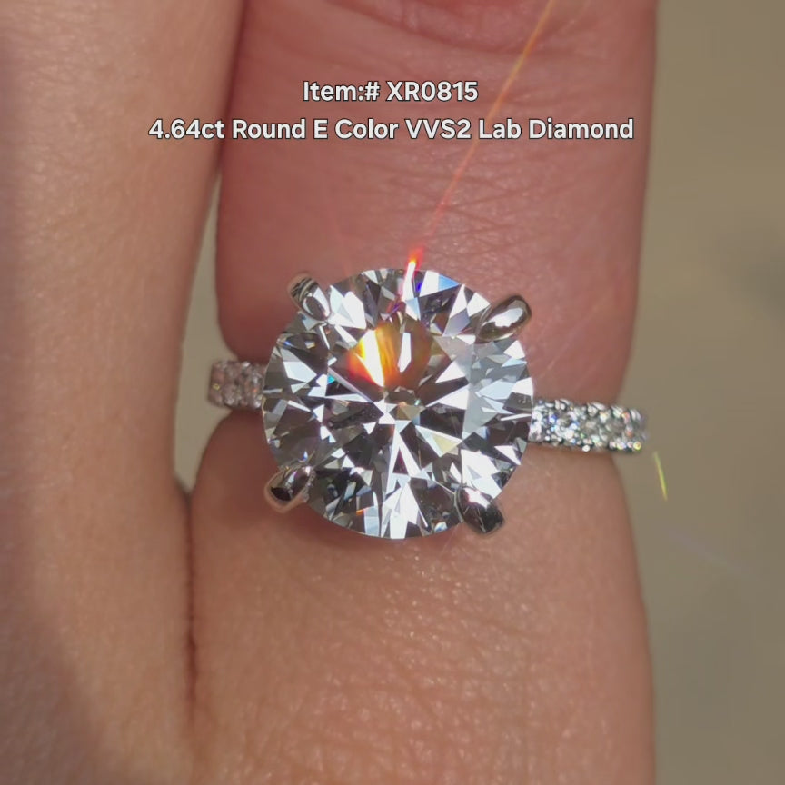 DovEggs Round E Color VVS2 Lab Diamond ring sparkling in sunlight video.
