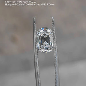 3.367ct Cushion Old Mine Cut lab diamond’s brilliance in natural sunlight