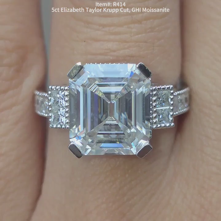 DovEggs GHI color Krupp cut  moissanite ring sparkling in sunlight video
