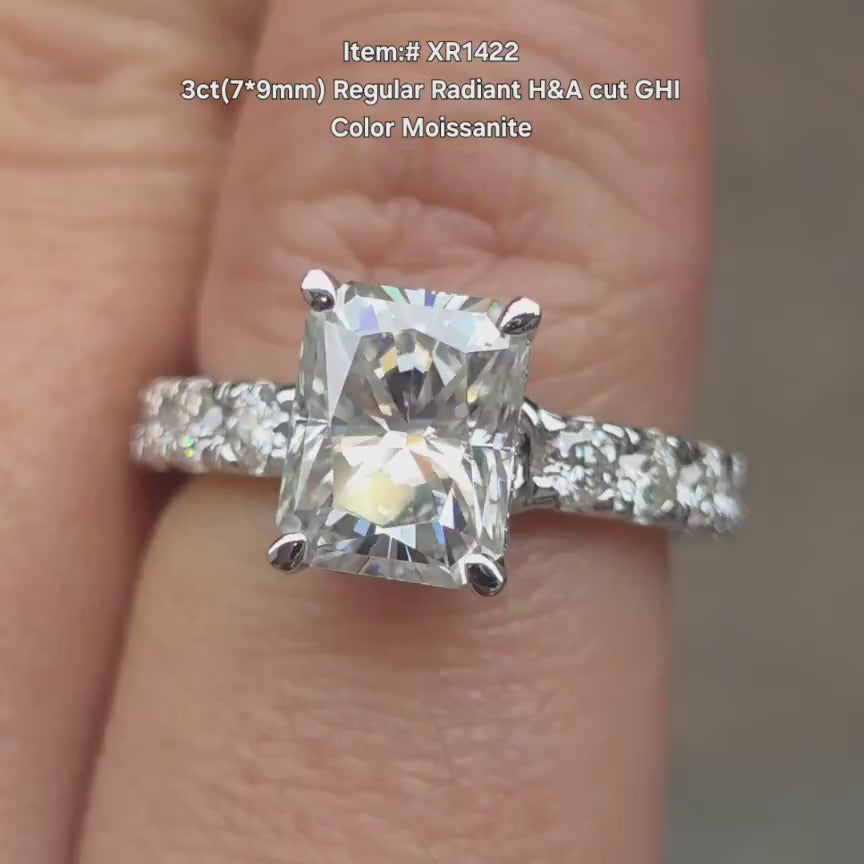 DovEggs radiant pave moissanite engagement ring video