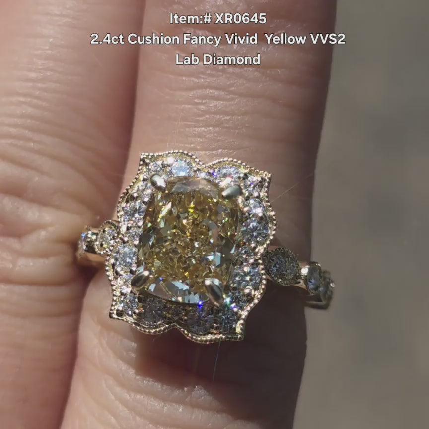DovEggs Cushion lab diamond engagement ring sparkling in sunlight video
