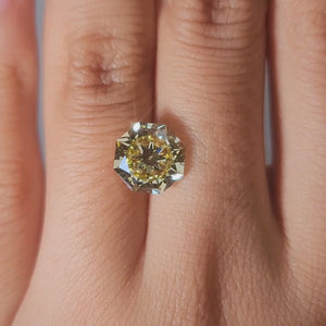 "Luxury showcase video of 3.52ct yellow modified octagon diamond"