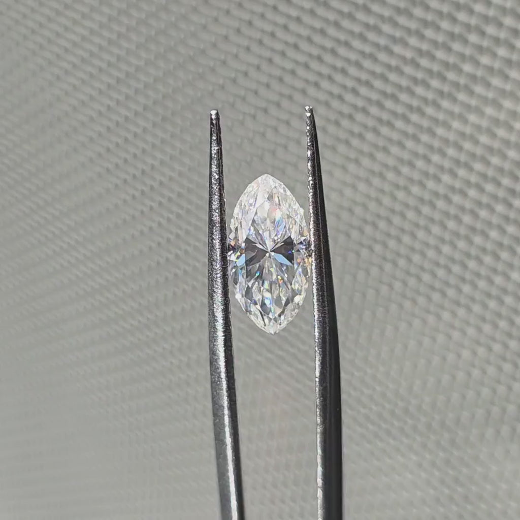 Doveggs Marquise modified H&A cut moissanite, with endless shine under outdoor lighting