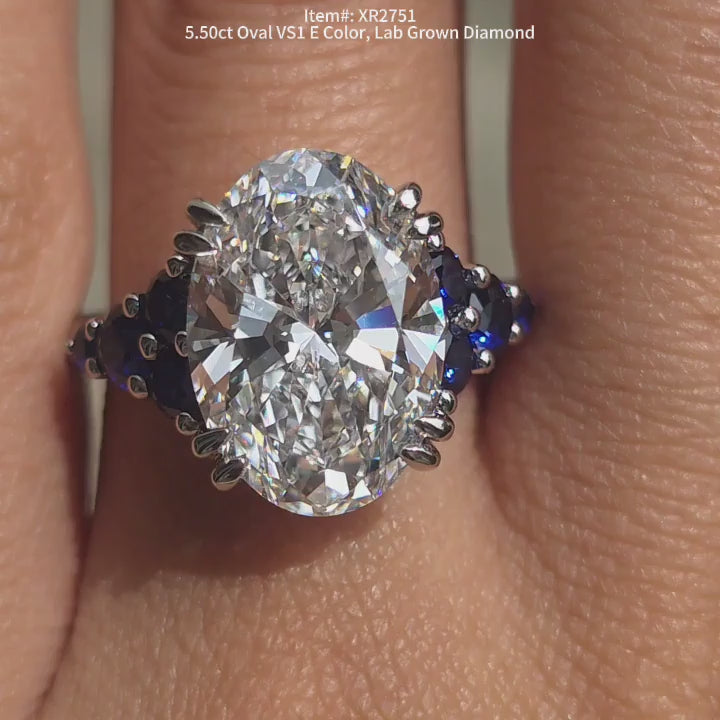 DovEggs Oval lab diamond engagement ring sparkling in sunlight video