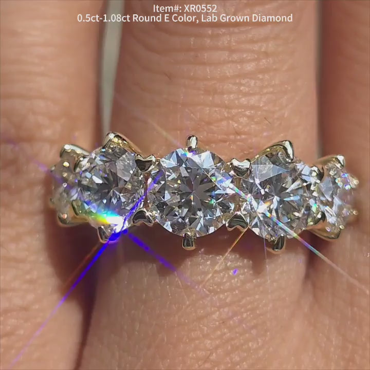 DovEggs round lab grown diamond wedding ring sparkling in sunlight video.