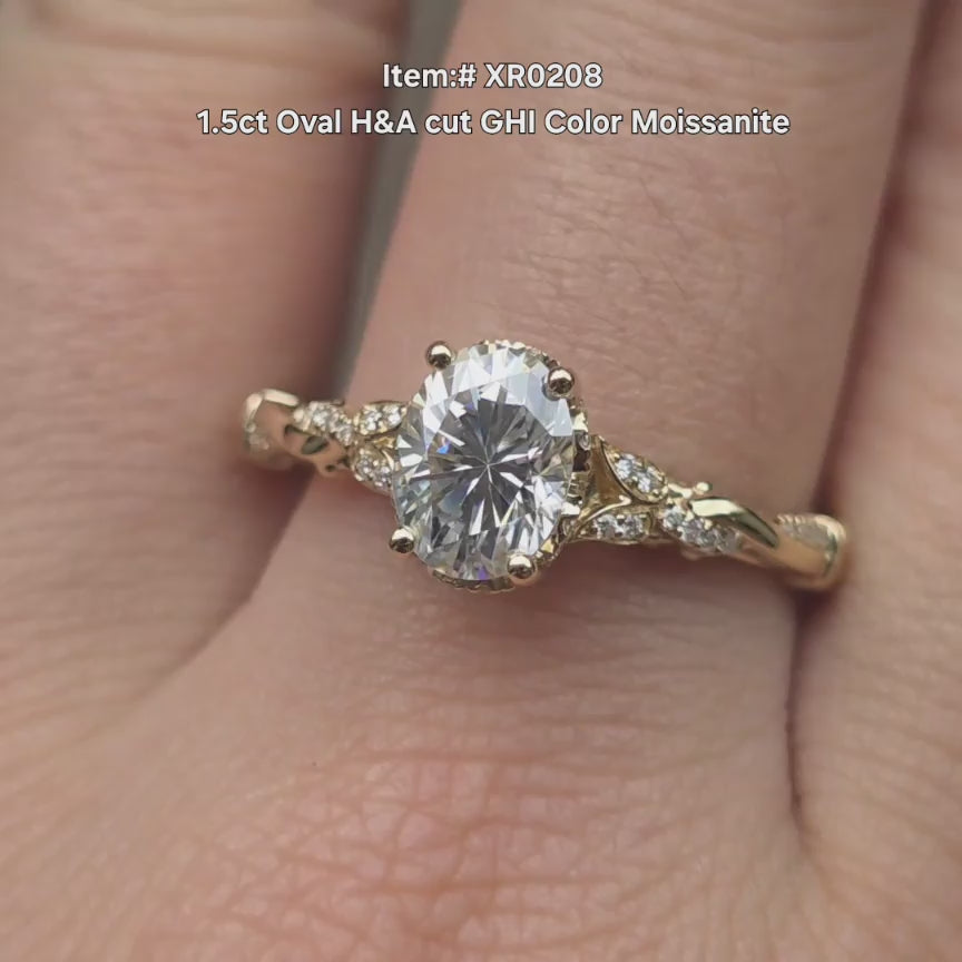 DovEggs H&A cut oval moissanite ring sparkling in sunlight video