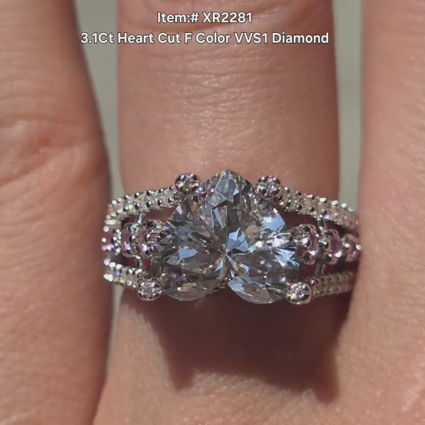 DovEggs vintage pace colored gem & heart lab diamond engagement ring in sunlight