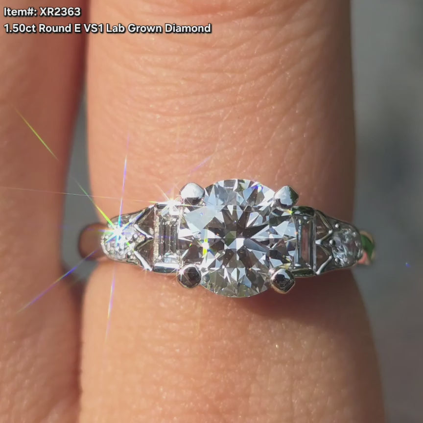  DovEggs round lab diamond engagement ring sparkling in sunlight video
