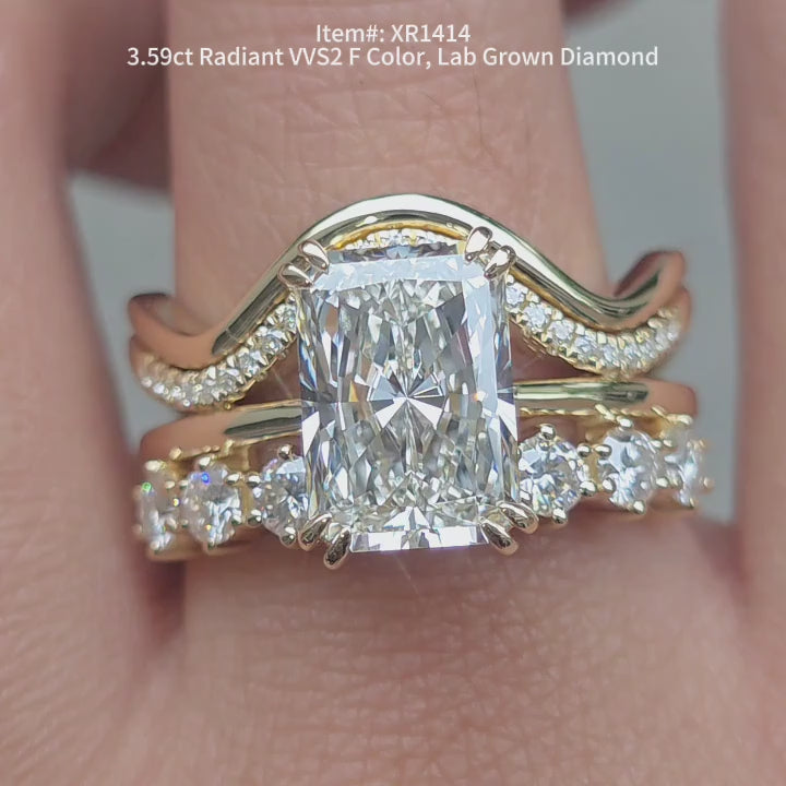 DovEggs 3.59ct Radiant Shaped Lab Grown Diamond Ring – Solitaire Engagement Ring with prongs setting for Women
