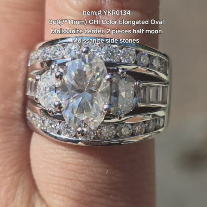 Three Stones Channel Set engagement ring setting for custom lab diamonds | DovEggs