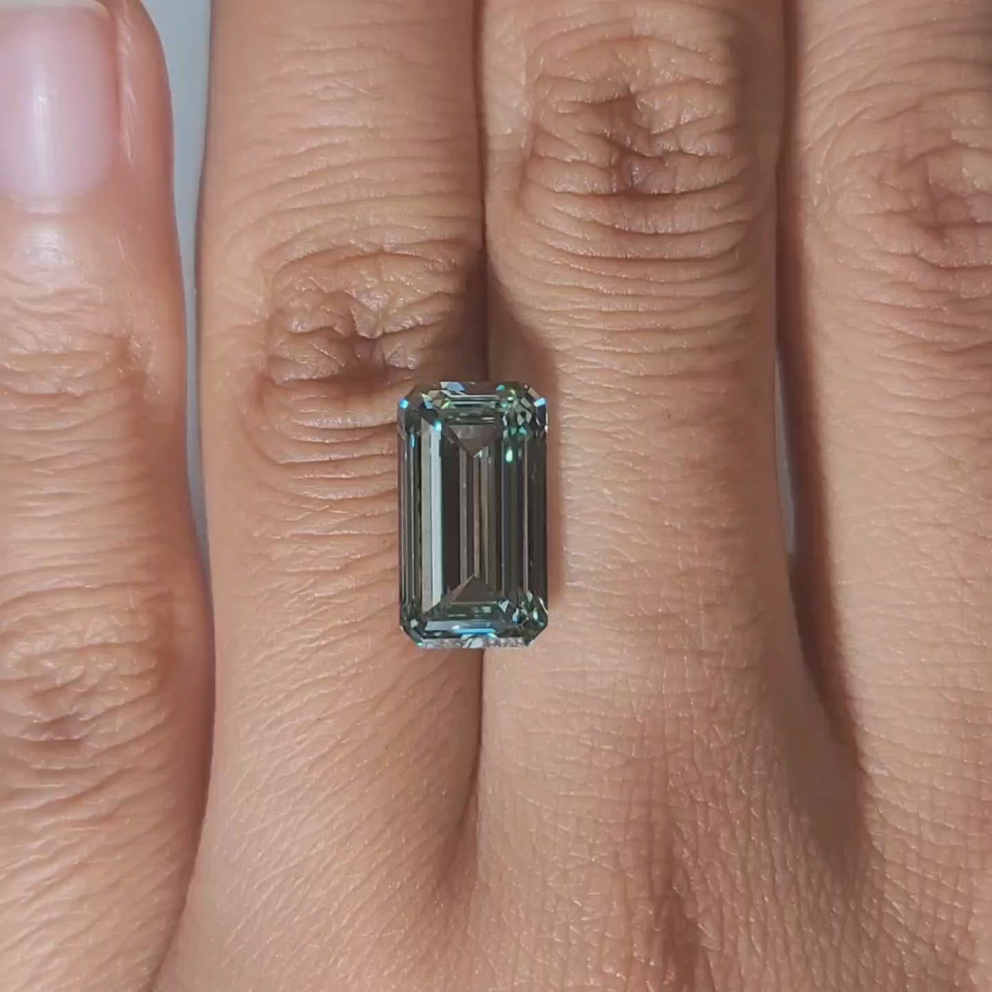 view of emerald cut's lab diamond