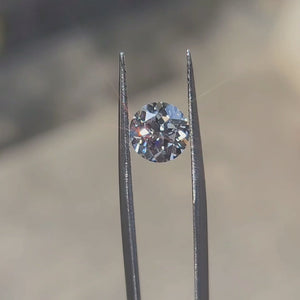 2.04ct European cut lab diamond (E/VVS1) in sunlight, showcasing vintage faceting and exceptional brilliance