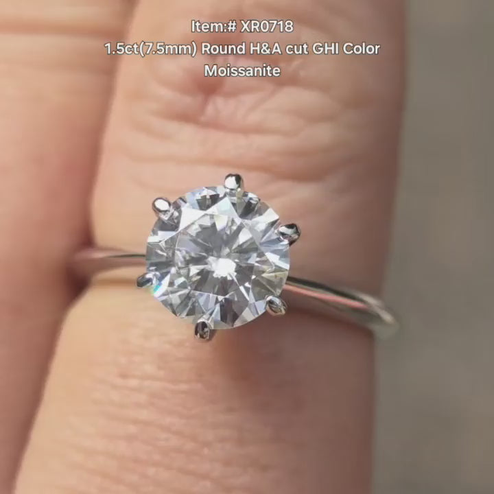 DovEggs round moissanite ring sparkling in sunlight video