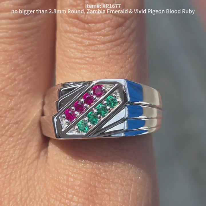 DovEggs ruby and Zambia emerald ring sparkling in sunlight video