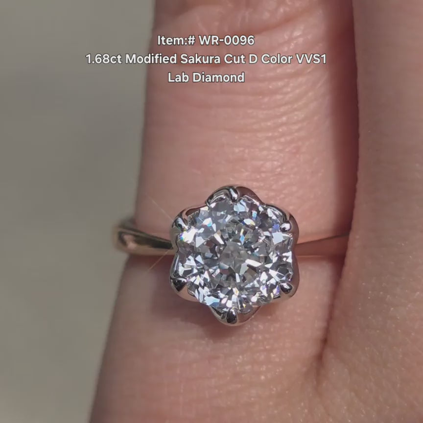 DovEggs  D color Modified Sakura lab diamond ring sparkling in sunlight video
