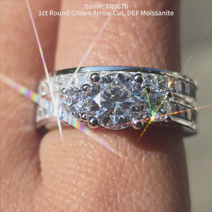 1ct round Crown Arrow Cut DEF Moissanite
