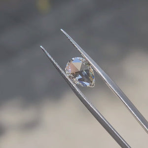 1.68ct Pear Rose Cut diamond’s delicate sparkle in sunlight