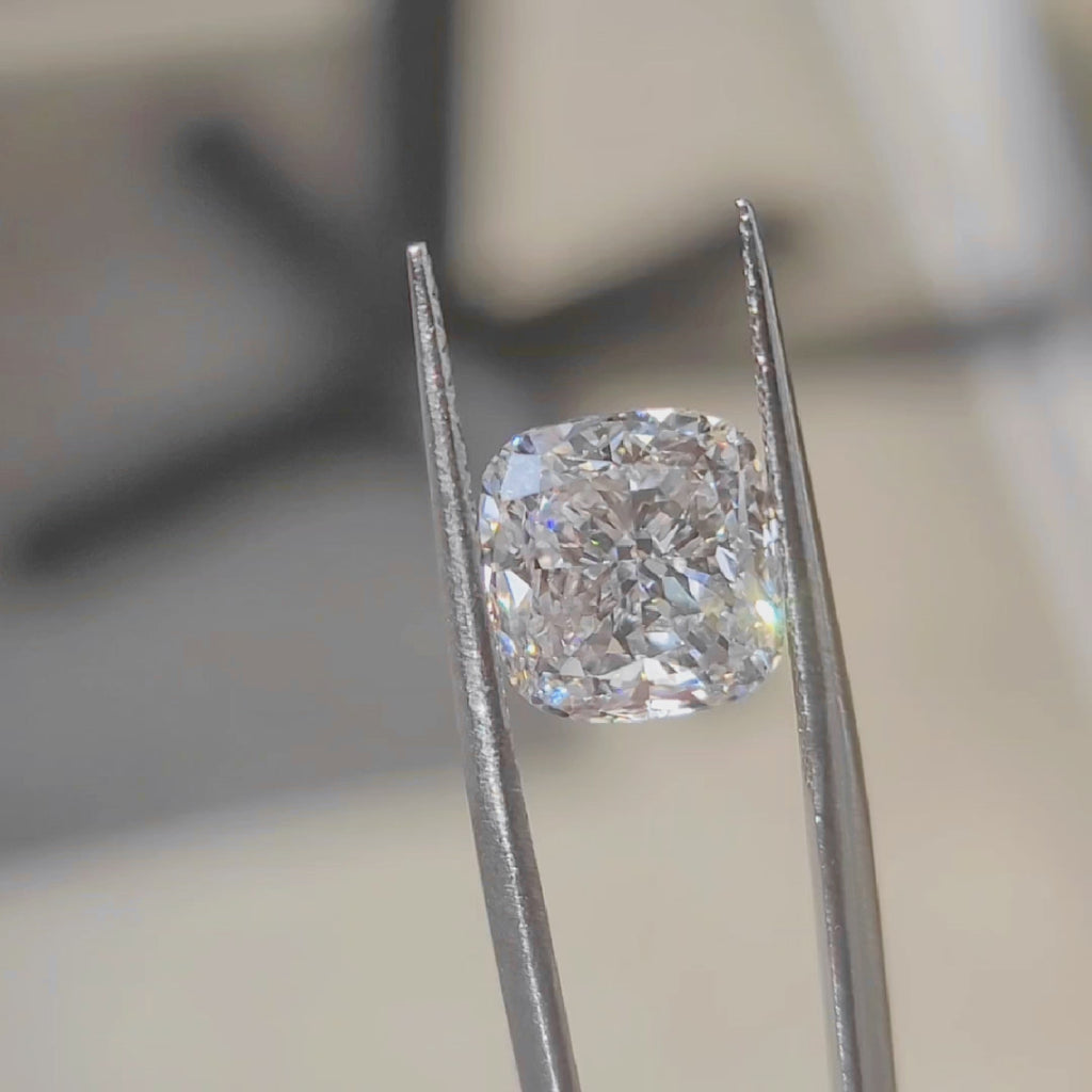 Lab diamonds ethical - 5.12ct E color VS1 cushion cut in sunlight.
