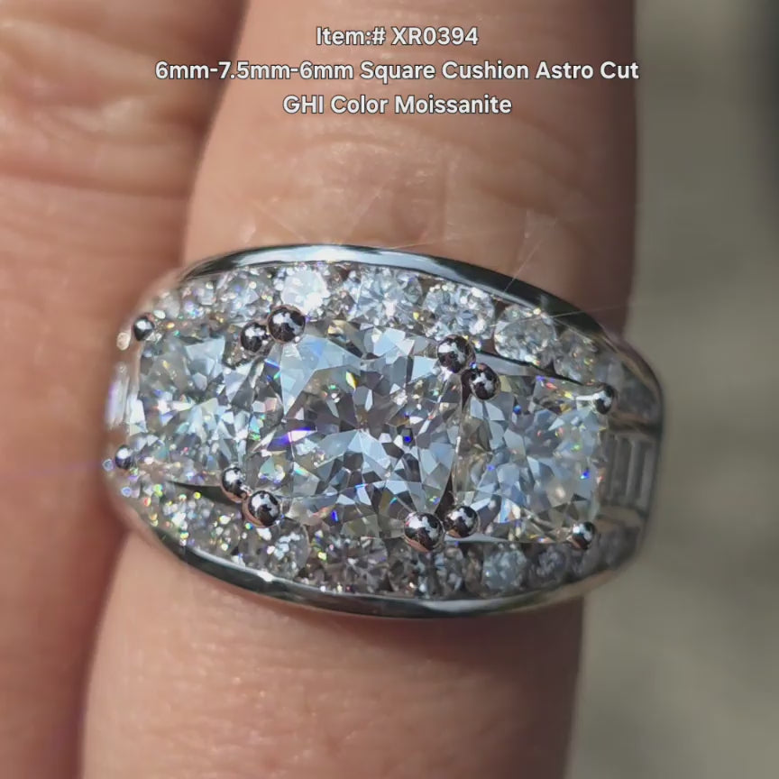 DovEggs Astro Square Cushion GHI color moissanite ring sparkling in sunlight video