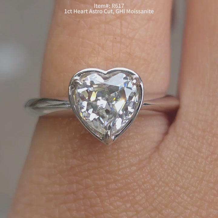 1ct Heart Astro Cut, GHI Color Moissanite