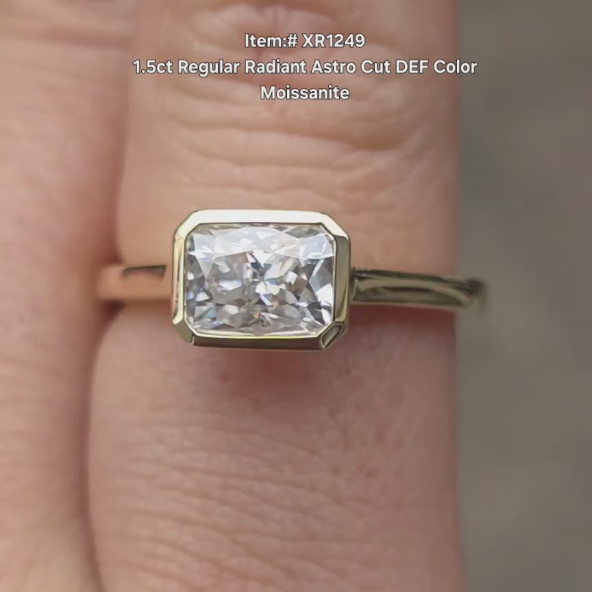 DovEggs radiant astro cut solitaire bezel engagement ring video