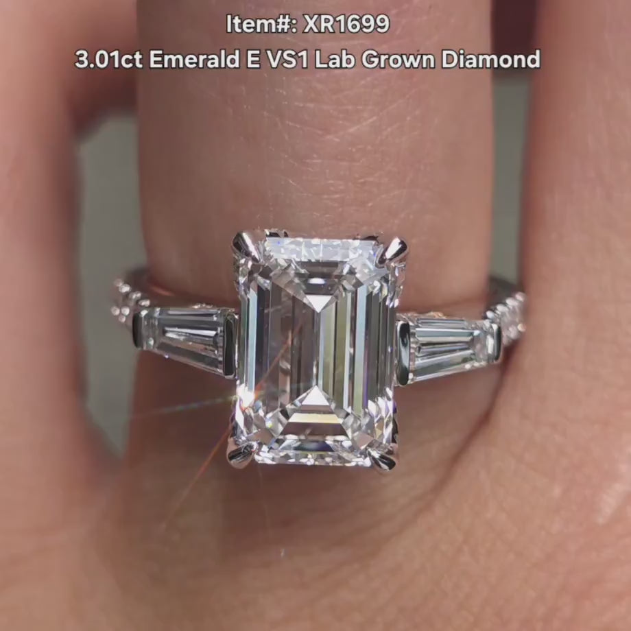 DovEggs emerald pave half eternity lab diamond engagement ring video