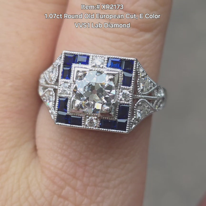 1.07ct Round Old European Cut, E Color VVS1 Lab Diamond