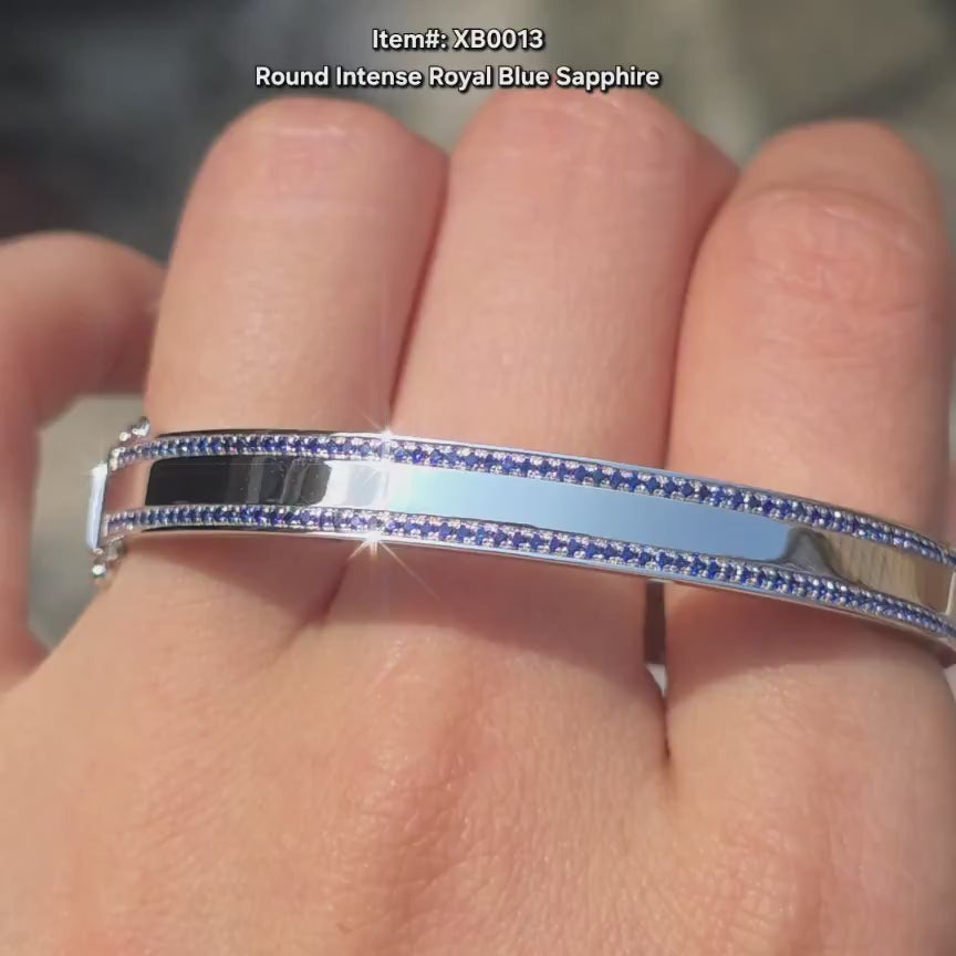 Doveggs round pave intense royal blue sapphire bangle/bracelet video