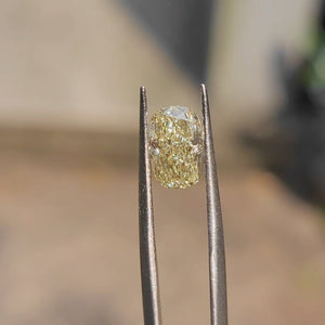 Golden hour video of 2.05ct cushion yellow diamond's fire