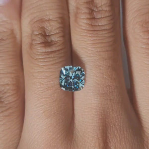Finger video showing cushion's excellent cut lab diamond