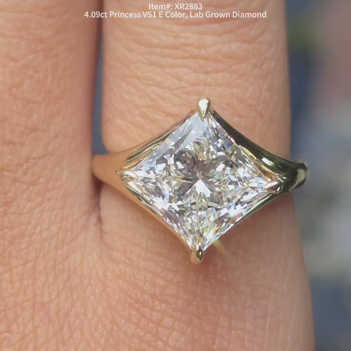 DovEggs princess solitaire split shanks lab diamond engagement ring video