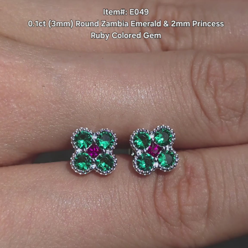 DovEggs Round Zambia Emerald and princess gemstones earring sparkling in sunlight video