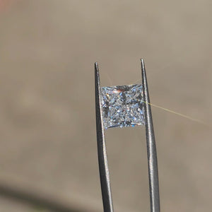 3.19ct princess lab diamond (D/VS1) outdoors, displaying maximum brilliance