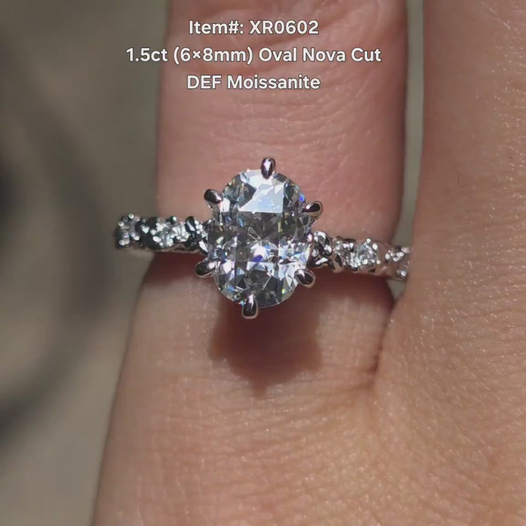 DovEggs nova cut oval art deco moissanite engagement ring video