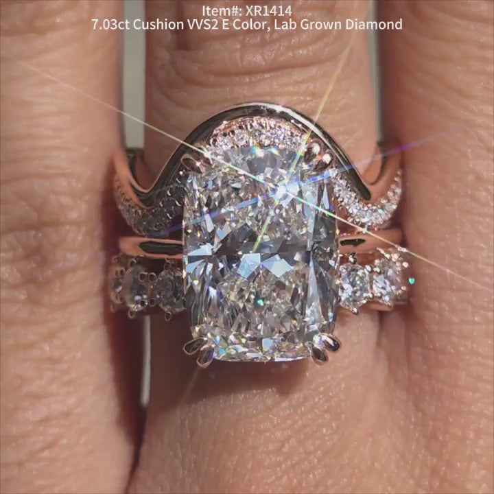 DovEggs cushion lab diamond engagement ring sparkling in sunlight video