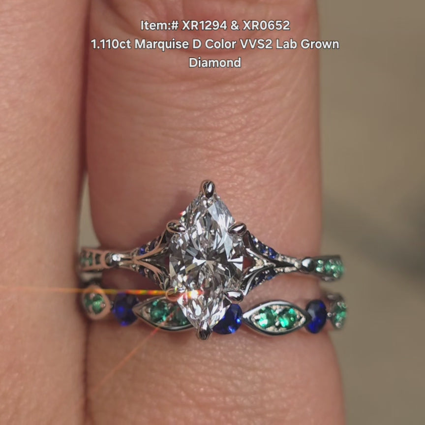Doveggs 1.110ct Marquise D Color VVS2 Lab Grown Diamond sparkling in sunlight video.
